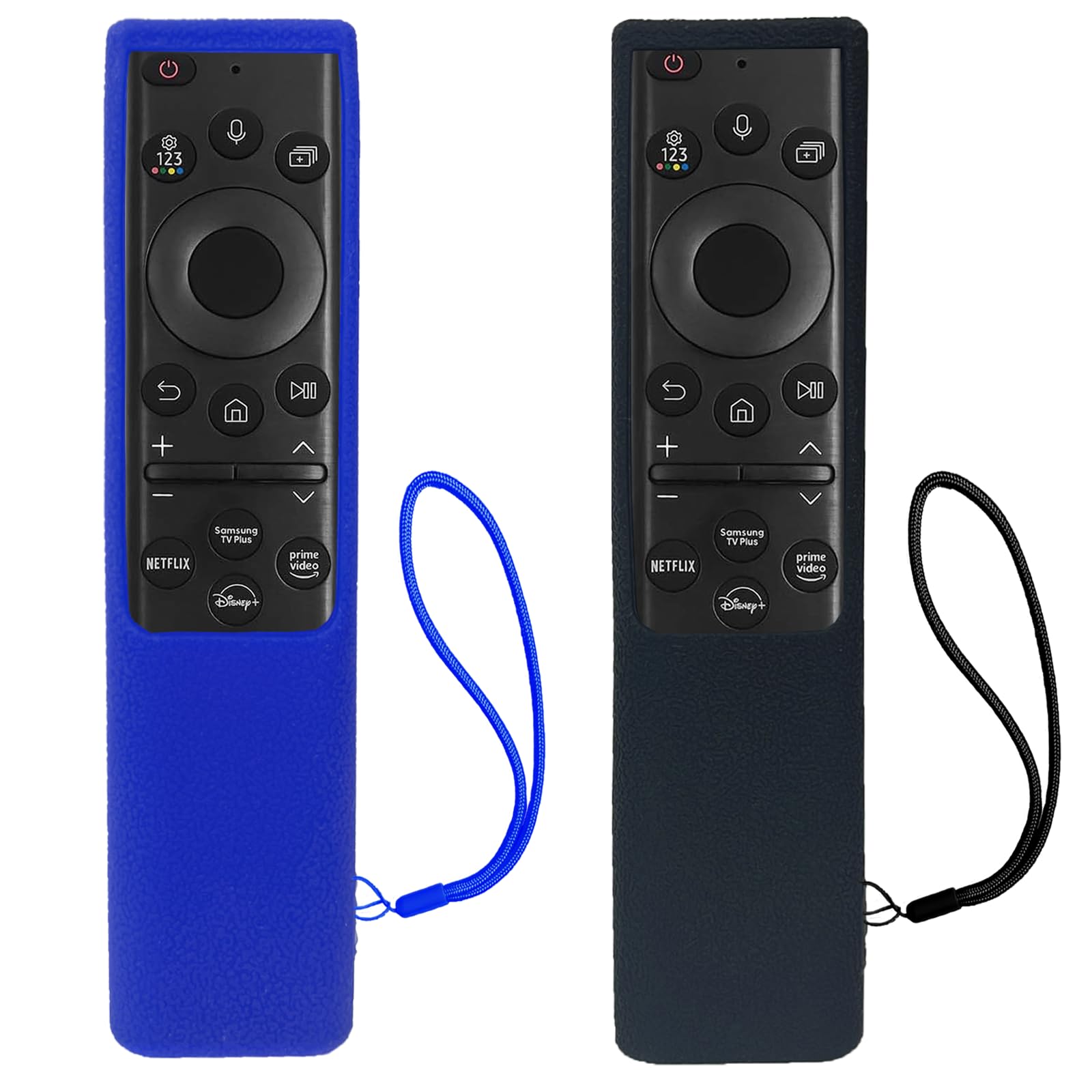Photo 1 of 2 Pack Remote Cover for Samsung Smart TV, Case Compatible with Samsung Solar Cell Remote 2021 2022 BN59-01357 01385 01265A Glow in The Dark Silicone Protective RemoteSkin Sleeve- Black +Royal Blue