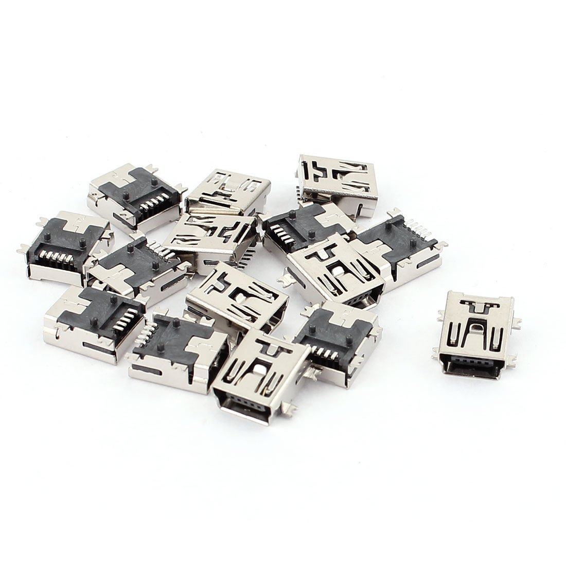 Aexit 15PCS 5Pin Terminals Type B SMT SMD Mini USB Female
