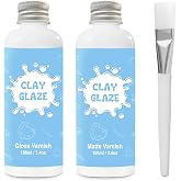 2 x 200ml Air Dry Clay Glaze, Protect Clay Surfaces, Gloss &amp; Matte Glaze | Gloss &amp; Matte Glaze, Air Dry Clay Varnish, Waterproof, Dustproof,Prevents Clay Scratches &amp; Wear