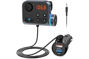 Nulaxy Bluetooth FM Transmitter for Car, Car Radio Bluetooth Adapter Noise Cancellation Hand-Free Call with QC3.0 Fast Charge
