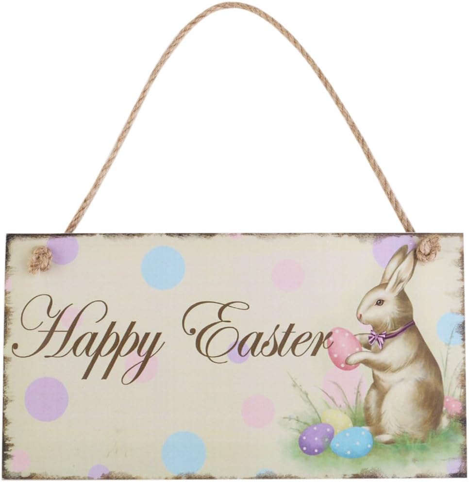 Easter Bunny Decor Easter Door Hanger Happy Easter Rabbit Wooden Hanging Wall Door Decoration Sign