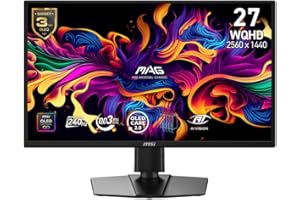 MSI MAG 272QP QD-OLED X24 27-inch 2560 x 1440 (QHD) Gaming Monitor, 240Hz, Adaptive-Synch, HDR Ready, HDMI, VGA Port,VESA Mou