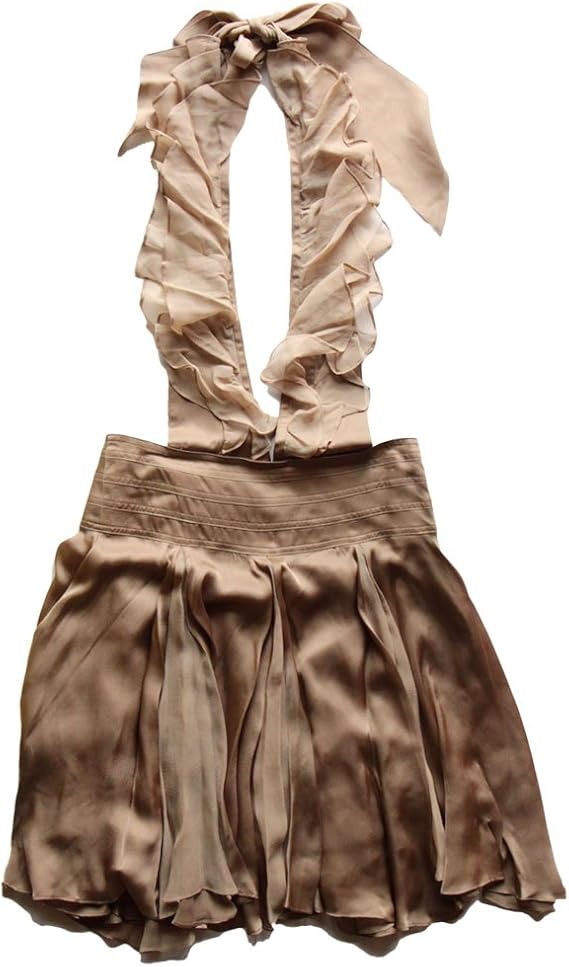 Amazon Adonisis アドニシス シルク シフォン ラッフル ホルター シルク サテン スカート レディース ワンピース ベージュ ワンピース チュニック 通販