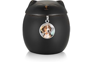 SOITIS Photo Customized Smiley Cat Shaped Pet Keepsake for Ashes - 3.2 inch Memorial Urn for Cats Dogs, Pet Cremation Small U