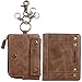 Mens Genuine Leather RFID Blocking Bifold Wallets Classic Vintage Wallets with Coin Pouch and Keychains Brown