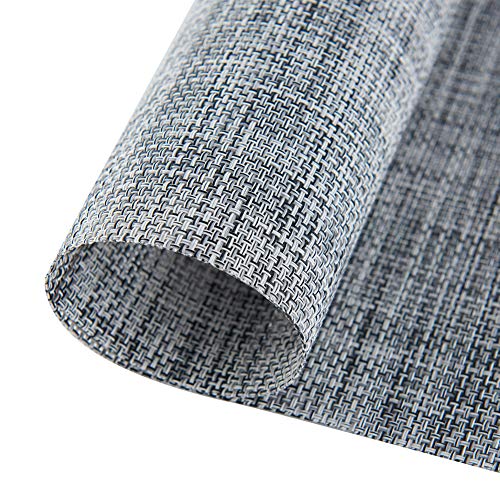 Vivi&Stitch Wipeable Placemats, 6 Pack Table Placemats, Easy to Clean Heat-Resistant Stain Resistant Anti-Skid Woven Vinyl PVC Table Mats for Kitchen Dining Table (Grey) - Thumbnail 4