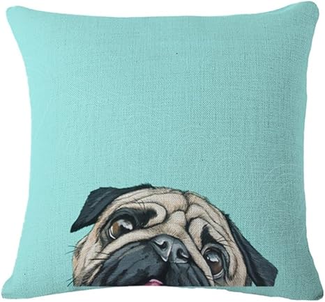 Amazon Co Jp メイドインコスモス Made In Cosmos パグ好きの パグ好きによる パグ好きの為の クッションカバー パグ デザイン クッション カバー 45 40 サイズ 耳付き 麻 10 ホーム キッチン