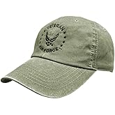 US Air Force Veteran with Stars Baseball Hat with Embroidered Air Force Wings Logo - Officially Licensed Olive Drab