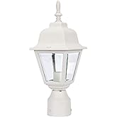 LIT-PaTH Outdoor Post Lighting Fixture Pole Lantern, E26 Medium Base Max 60W, Aluminum Housing Plus Clear Glass, Bulb Not Inc
