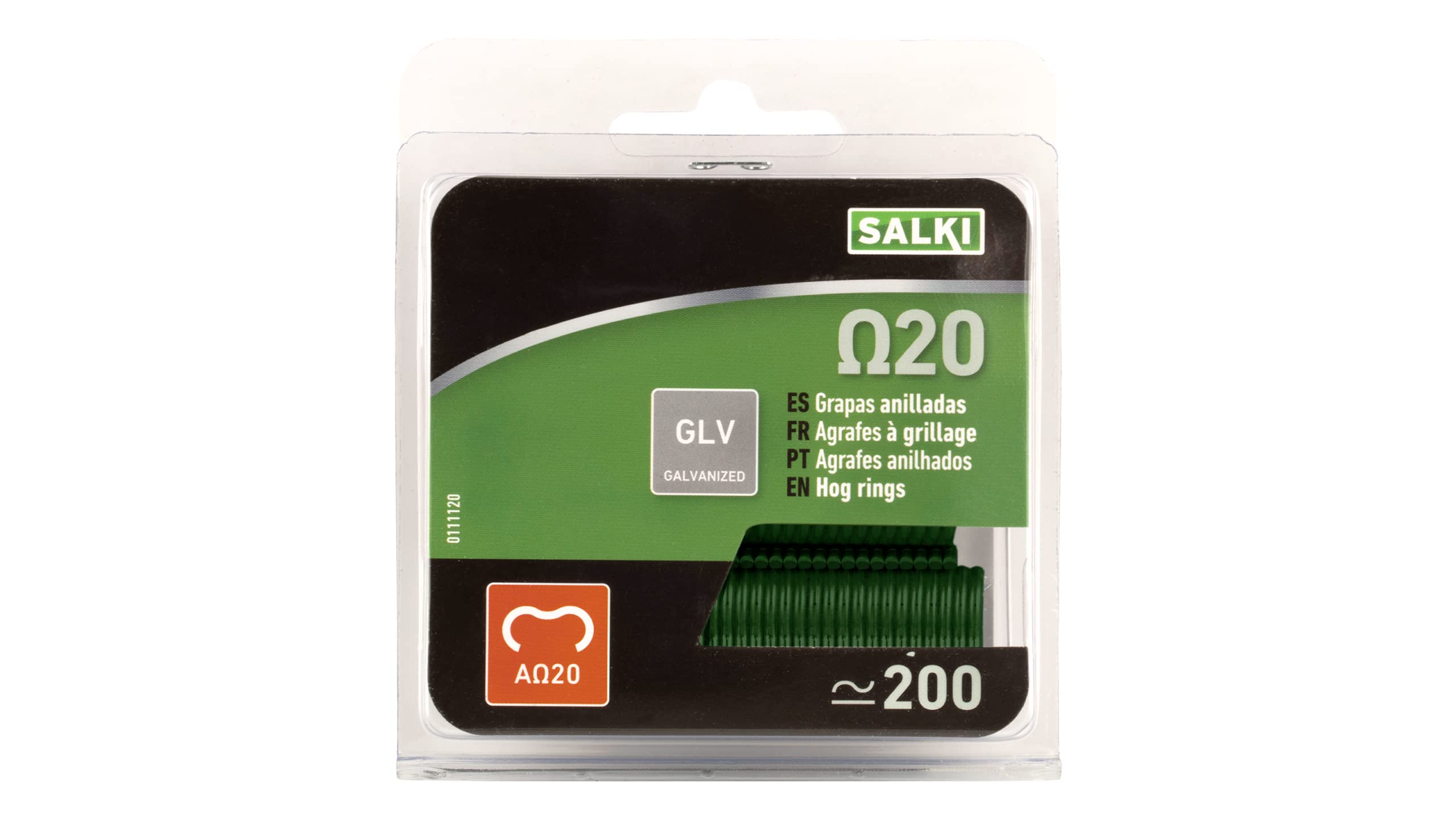 Salki Omega 20 Fence Staples, Green, Set of 200 Pieces
