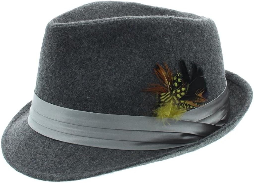 Milani Bucket Feathered Fedora-Gray