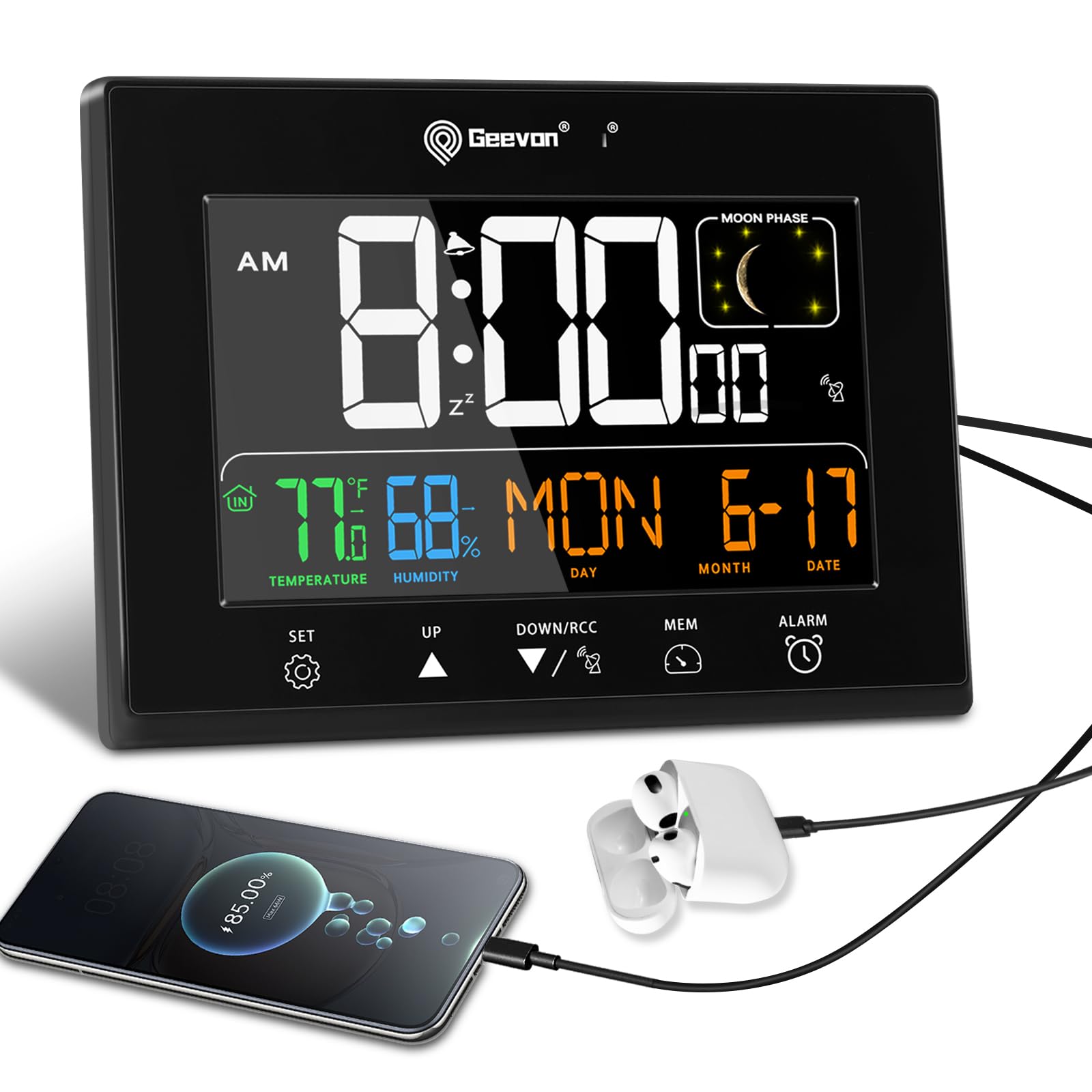 Mua Geevon Digital Atomic Alarm Clocks for Bedrooms with Battery Backup