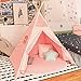 JoyNote Kids Teepee Tent Indoor Outdoor Children Indian Play Tent 4 Wooden Poles Canvas Tipi with Cotton Mat, Carry Bag, Decorations Star Stickers & Flag (Pink)