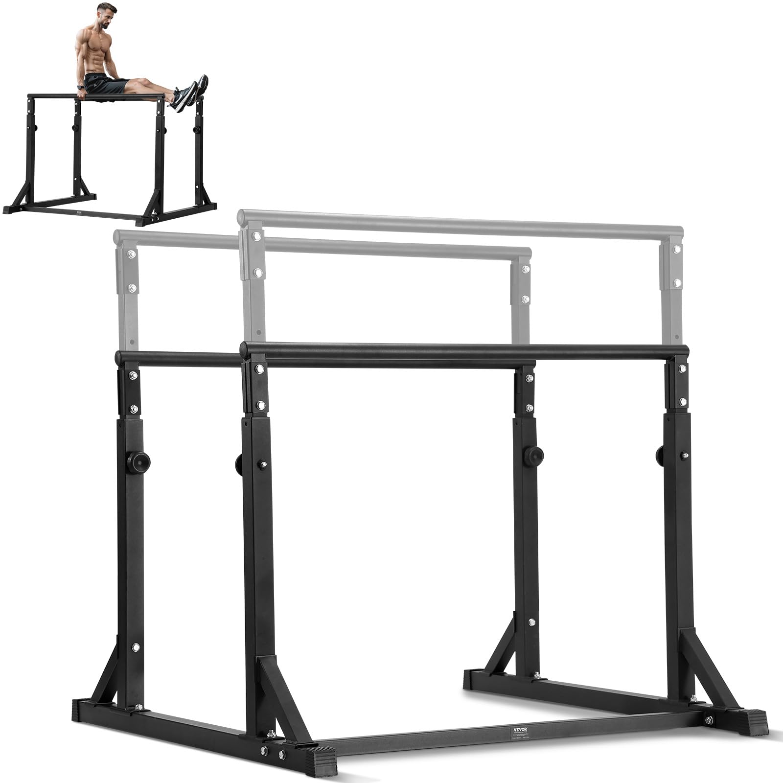 Photo 1 of *MISSING HARDWARE*VEVOR Dip Bar, 800 lbs Capacity, Heave Duty Dip Stand Station with Adjustable Height, Fitness Workout Dip Bar Station Stabilizer Parallette Push Up Stand, Parallel Bars for Strength Training Home Gym