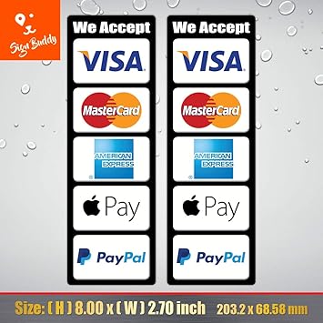 Amazon Com Pack Of 2 Pcs We Accept Visa Master Ae Paypal Apple