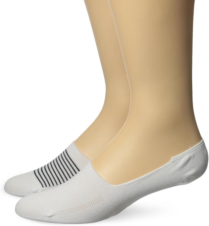 Levi's Men's 168 Basic Stripe No Show 2 Pack, White, Sock Size1013