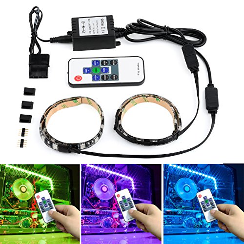 Autai Computer LED Light Strip RGB with Remote Control and Magnetic for Computer Cases PC Cases Mid Tower Case