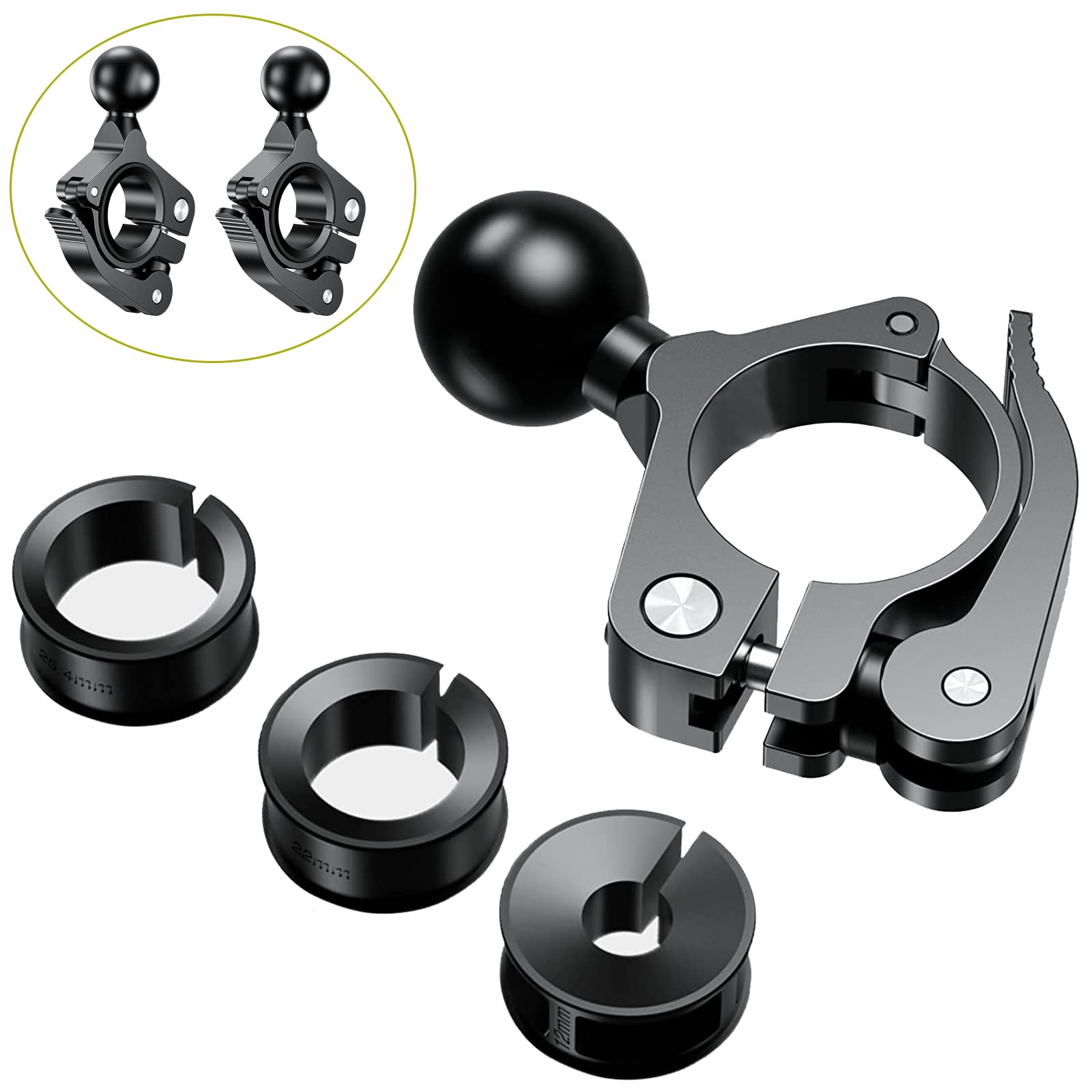 1 Inch Ball Mount Accessories Aluminium Alloy Suitable for Handlebar Mount Ball Compatible with 1 Inch Ball Pan Systems (Black R18 x 2)
