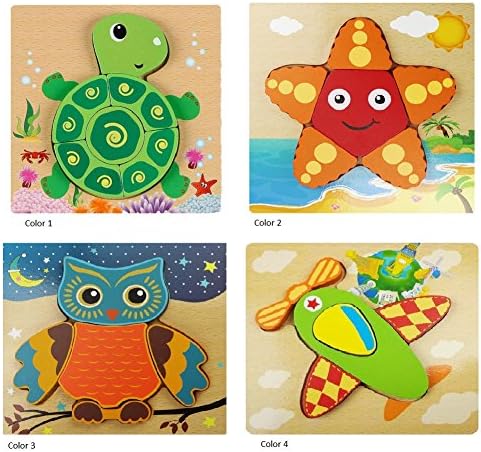 Antumn Water - 1 Pc Wooden Animal Jigsaw Toy- 3D Puzzle Jigsaw Game for Early Kids Educational, Wooden Montessori Toy for Boy and Girl, Cartoon Image Puzzle Jigsaw Gift for Children
