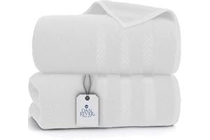 DAN RIVER Pack of 2 Bath Sheet 35x70 Inches, Super Soft Quick Dry Cotton Towels, Luxury Oversized White Bath Towels