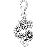 Quiges 3D Chinese Dragon Clip On Charm Pendant Silver Plated Women's Jewellery