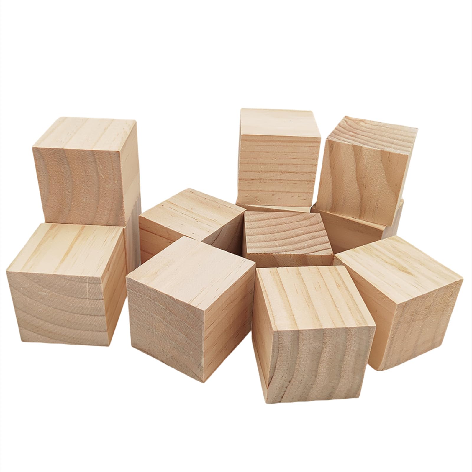 Wooden Cubes 6cm/12pcs, Unfinished Square Wood Blocks Natural Wooden Blocks for Crafts, Carving and DIY Projects
