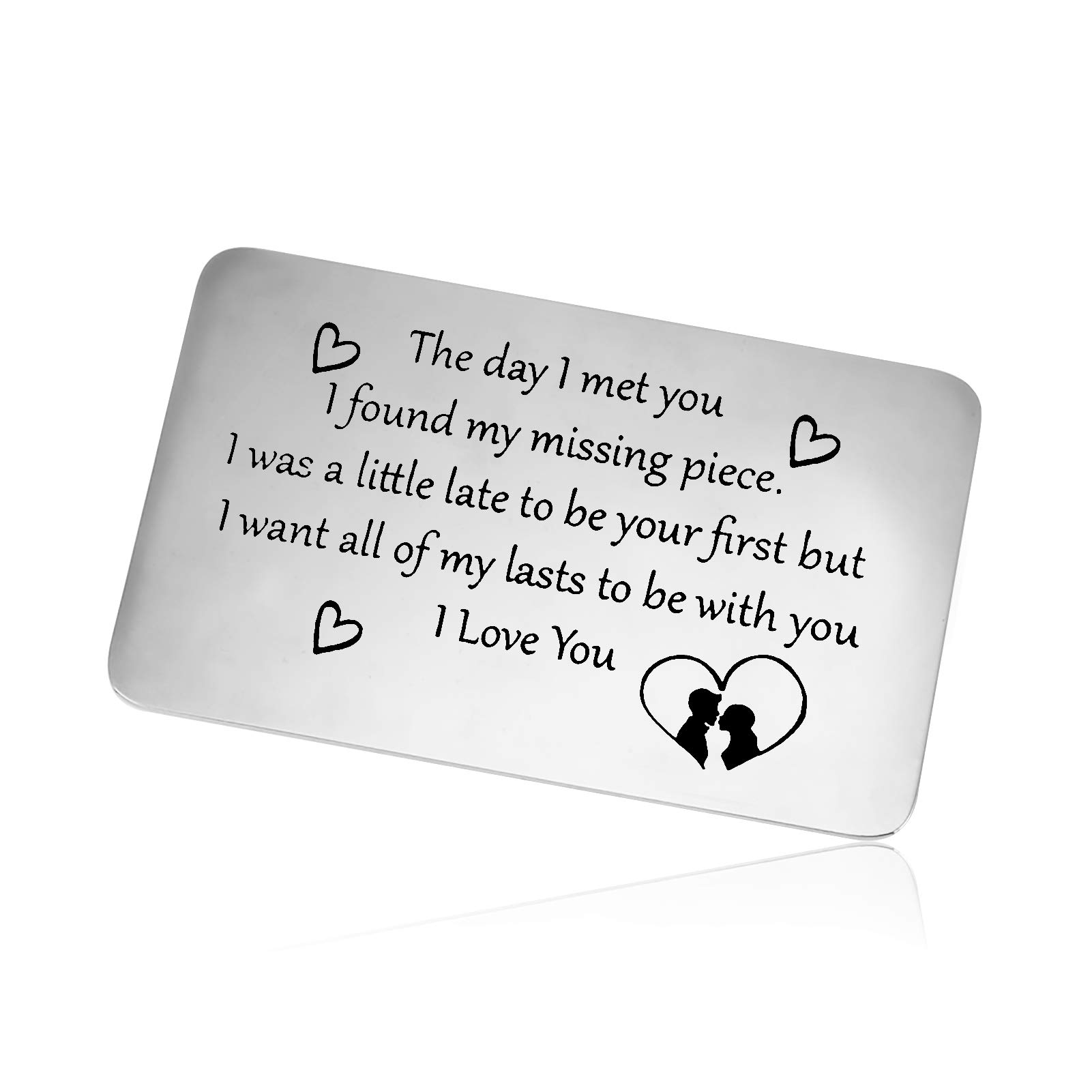 Metal Wallet Insert Card Gift for Husband Boyfriend to My Man Gift Anniversary Card Gifts Engraved Wallet Insert Card Valentine's Day Wedding Birthday Gift for Men Fiance Couple Gift