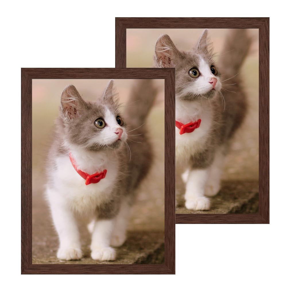 2-Pack A4 Wooden Grain Photo Frame - Versatile Certificate Frame, Free-Standing or Wall-Mounted for Home & Office (Mahogany)