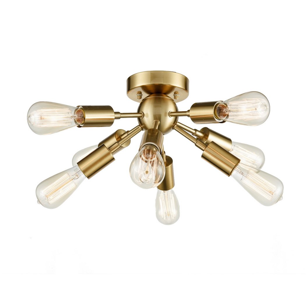 CLAXY Ecopower Antique Brass Sputnik Chandelier with 8 Socket Flush Mount Ceiling Light