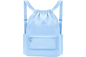 BAVELOE Drawstring Backpack with Wet Pocket Gym Backpack Water-Resistant Cinch String Bag Beach Swim for Women Men（Blue）