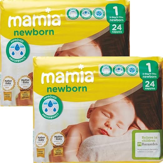 ALDI Mamia Newborn Nappies, Size 1, 2 x Packs of 24 (48 Nappies) Amazon.co.uk Baby