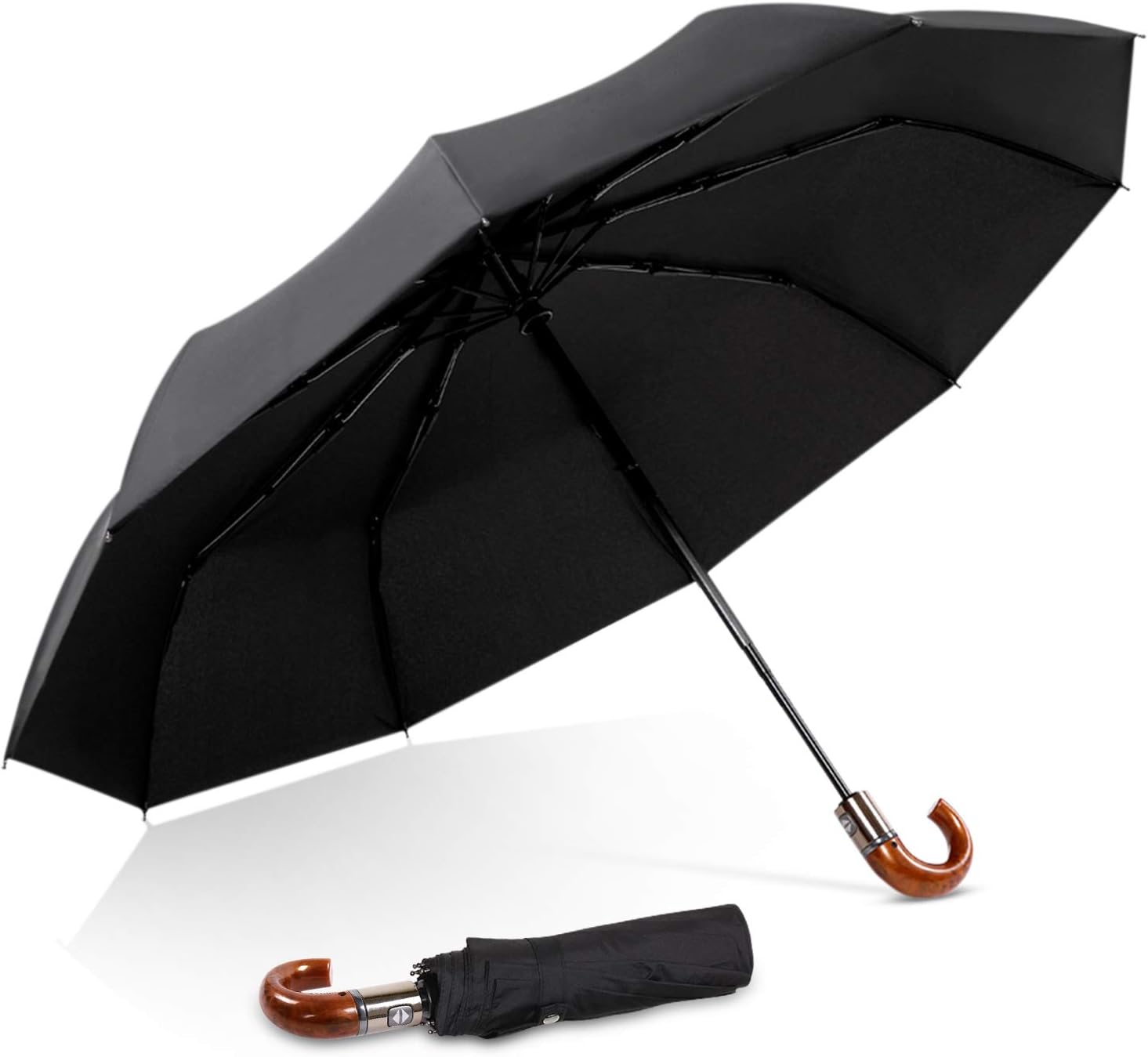 DORRISO Strongest Windproof Travel Umbrella for Men Automatic Folding Rain Umbrella Vacation Portable Compact Superior Business Durable Premium J-Shaped Handle Umbrellas Fits Car & Backpack Yellow