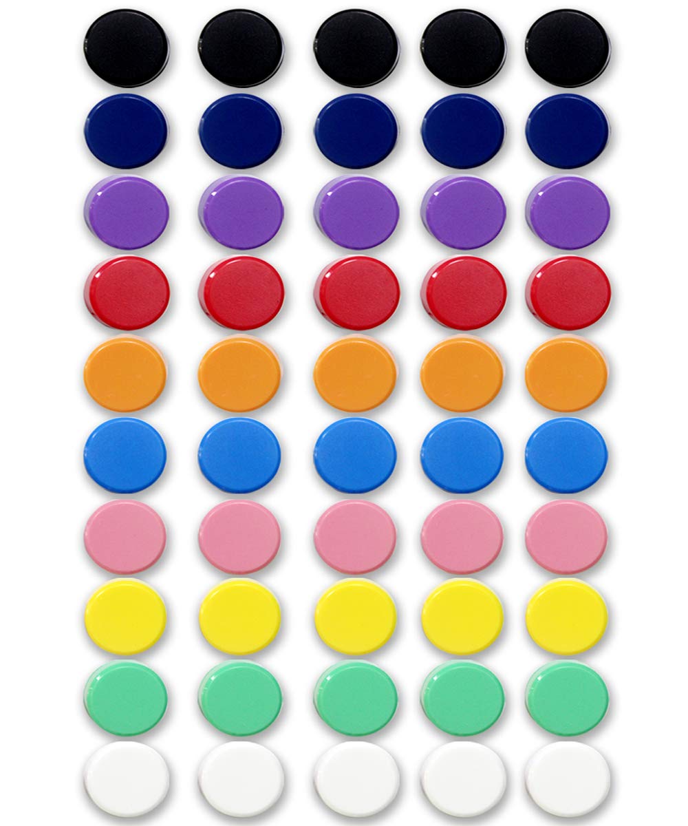 Qualsen Fridge Magnets, Whiteboard Magnets, 50 PCS Strong Magnet,Colorful Small Magnets for Whiteboard, Round Mini Magnets for Crafts, Magnetic Whiteboard, Kitchen, Office, School (10 colors) — image 1