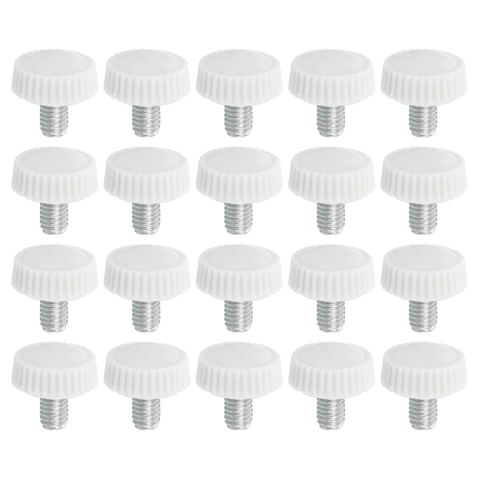 PATIKIL M5x8mm Knurled Thumb Screws, 20 Pack Male Thread Round Clamping Screws Knobs Hand Grip Bolts Mounting Fasteners for Lighting Furniture Hardware White