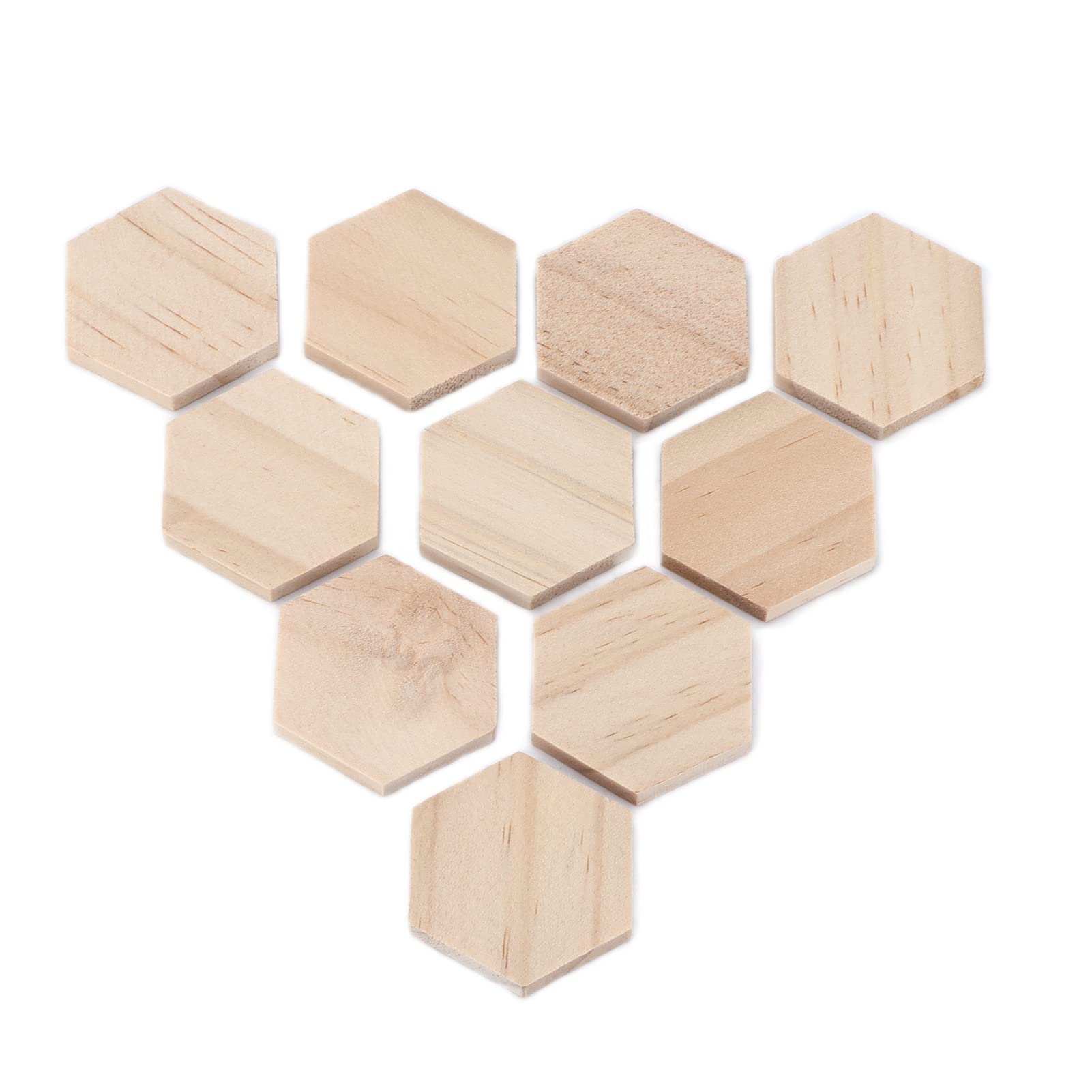 25PCS Hexagon Wood Pieces, Blank Wooden Hexagon Shapes for Crafts Unfinished Wooden Cutouts Slices Mini Slices Small Wood Ornament for DIY Decorations Crafts
