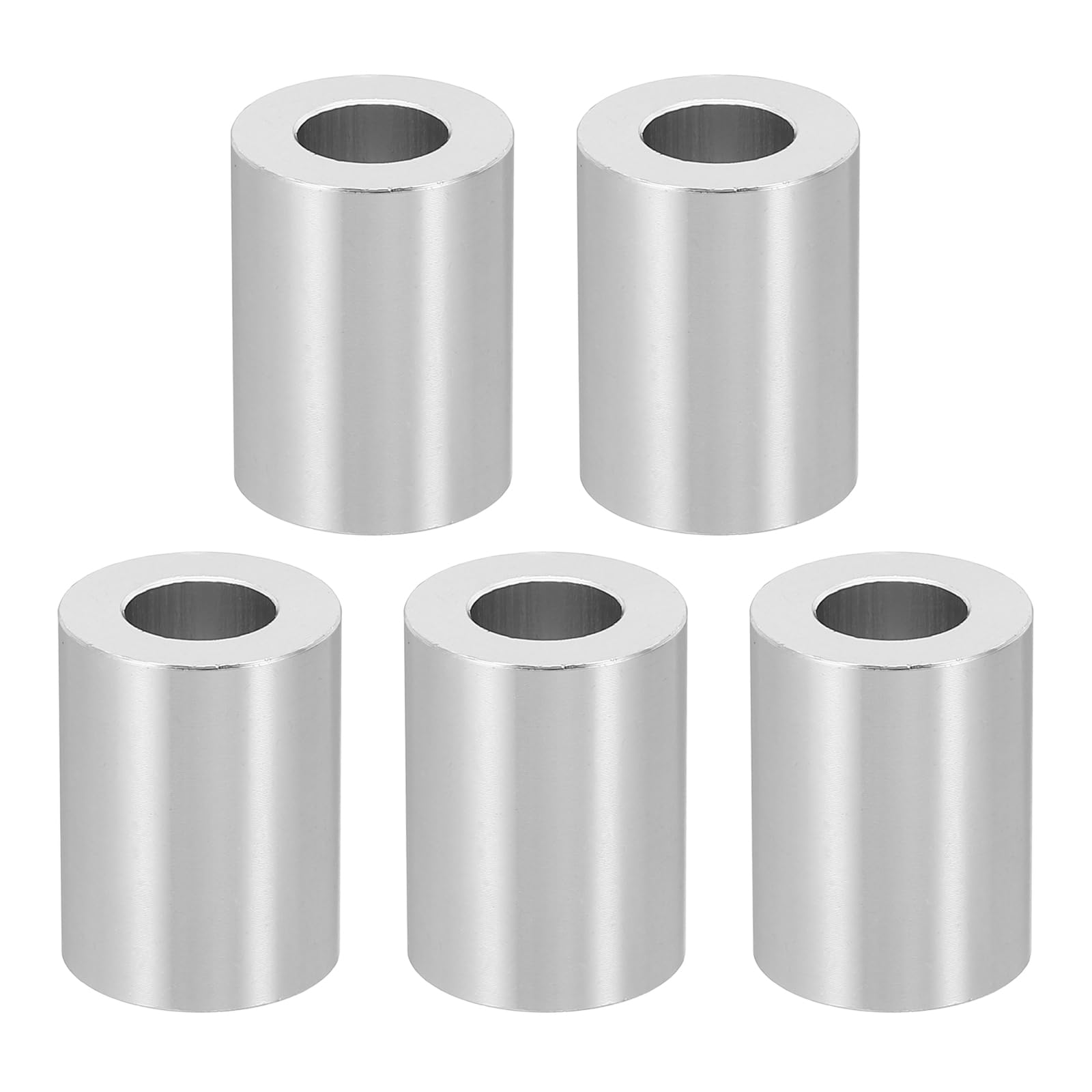 PATIKIL M10 Aluminum Spacers, 5 Pcs Metal Spacer Aluminum M10 X3/4"OD X1"L Aluminum Spacer Screw Standoff Round for 3/8" or M10 Screw Bolts, Silvery