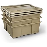 DECKED Payloader 32 L (3-Pack) - 75 lb Bin / 200 lb Lid Load Rated, Heavy-Duty Stackable Storage Bins, Fits Drawer System &amp; Tool Box - Desert Tan