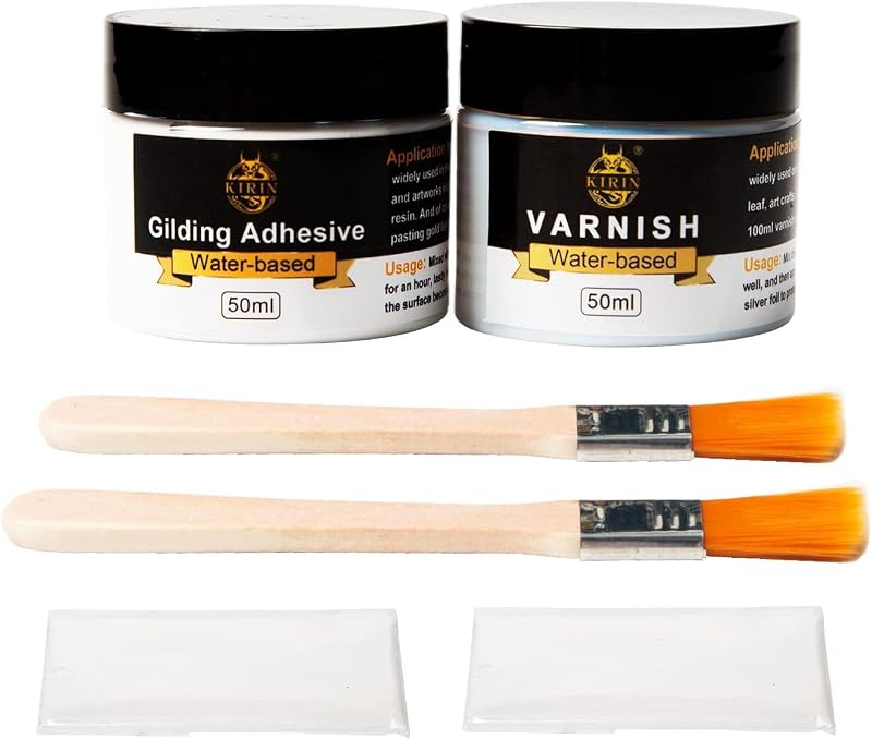 KIRIN Gilding Adhesive 50ml Epoxy Resin Glue + 50ml Varnish for Gold Leaf