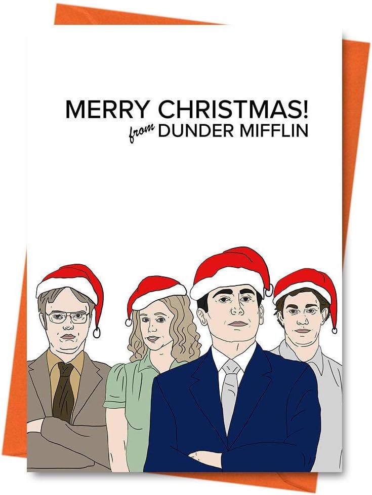 Funny Christmas Card The Office US Michael Scott Dwight Schrute Funny Holiday Card Xmas Yule Card - Merry Christmas from Dunder Mifflin Greeting Card
