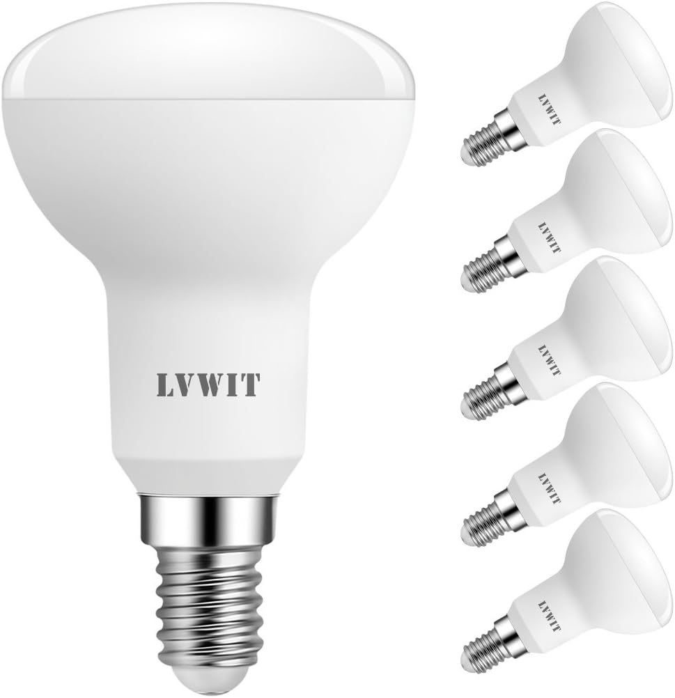 LVWIT E14 Led Light Bulb,R50 Reflector Bulb Small Screw,4.9W 470lm,40W Equivalent E14 Bulb,Cool White 6500K,Daylight LED Spotlight Bulbs Screw Fitting,Non-Dimmable
