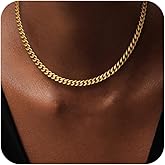 Gold Necklace for Women, 14K Gold Plated Dainty Chunky Cuban Chain Necklaces for Women, Cuban Link Chain Necklaces for Women Trendy Cuban Chain Fashion Jewelry Gifts for Christmas Thanksgiving
