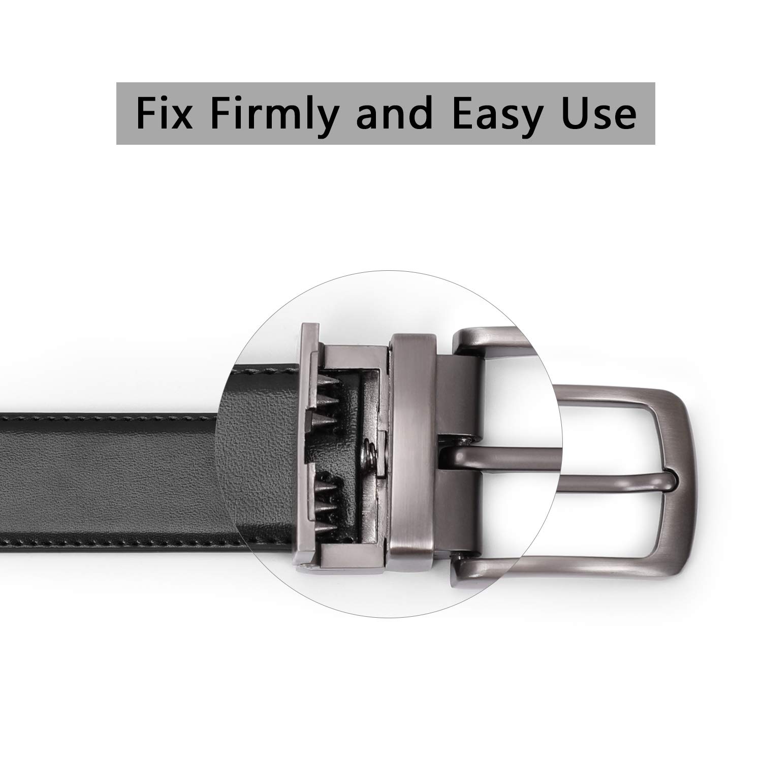 Men\'s Belt, Leather Reversible Belt for Men Black/Brown Dress Belt Rotate Buckle Gift Box