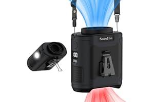 SOCOOL FAN Socool 10000mAh Portable Waist Fan Clip on Wearable Belt Personal Fan Rechargeable Battery Operated With 5 Speeds & Flashlight Neck Hands-Free 40H Cooling For Outdoor Travel Camping Power Bank (Black)