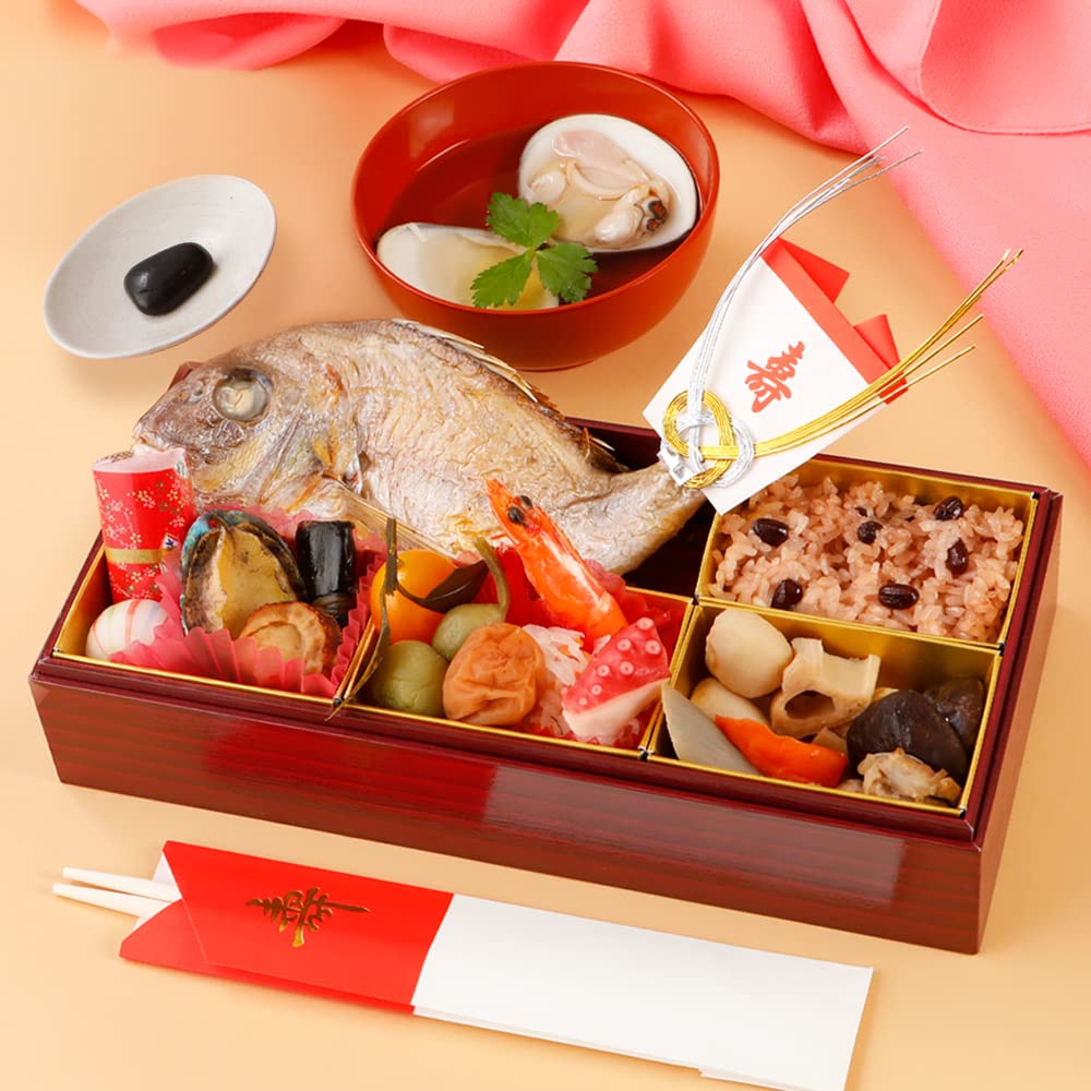 お食い初め セット 鯛 料理 (男の子用：朱) (小)焼鯛付約250g 百日祝い 博多久松 の商品画像