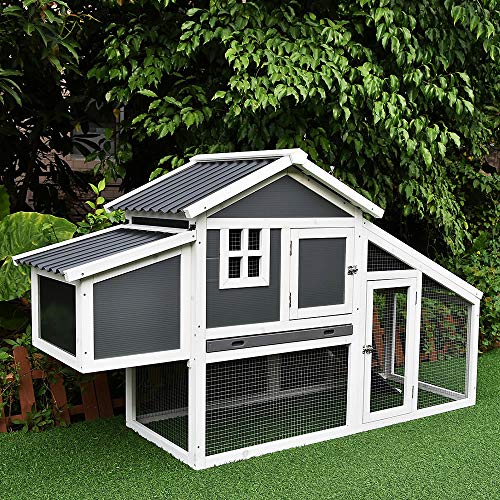 Melko Hühnerstall mit Wellplatten Dach Hühnerhaus Geflügelstall Legenest Hühnervoliere Grau – Bild 5