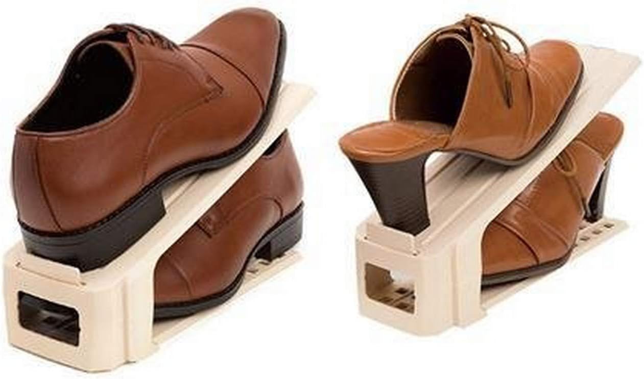 Amanda Home Double Layer Shoe Slots Organizer - Space Saver Rack Holder for Shoes - Set of (2)