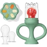 Papablic Easyhold Baby Fruit Food Feeder, Teething Relief &amp; Frozen Teether | Premium Silicone | BPA &amp; PVC Free | Suction Base | Breastmilk Popsicle Molds | Dishwasher Safe | 4-12 Mos Infants