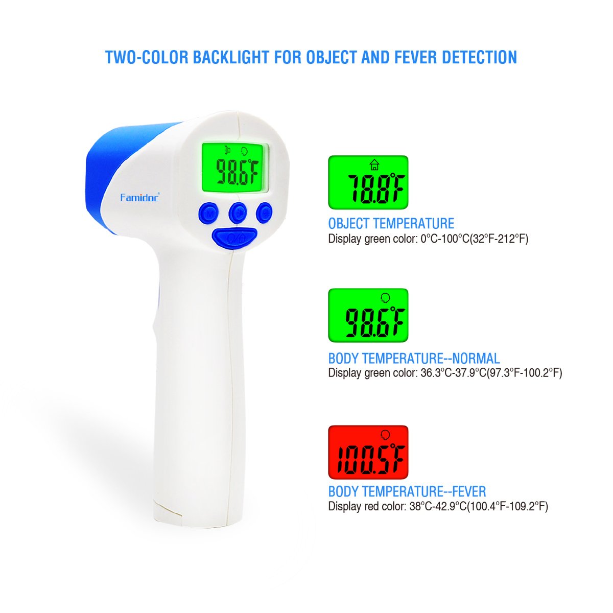 Non-Contact Forehead Thermometer for Adults - Touchless Thermometer - No Touch Temporal Thermometer for Baby Adults with Instant Reading Highest Accuracy & Fever Alarm, Indoor, Outdoor Use by Famidoc : Baby