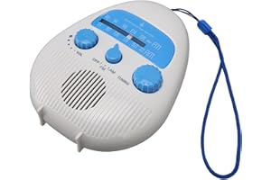 Waterproof AM FM Shower Radio With Built-in Speaker - Portable Battery Operated Mini Hanging Radio for Bathroom and Outdoor U