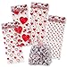 Gift Boutique Valentine Cellophane Bags 100 Pack with Twist Ties Valentines Favor Treat Gift Goodie Cello Bags for Party Candy Cookies, 4 Assorted Styles